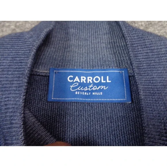 Carroll Custom Wool Sweater XL Blue Full Zip Beverly Hills Carroll & Co Italy